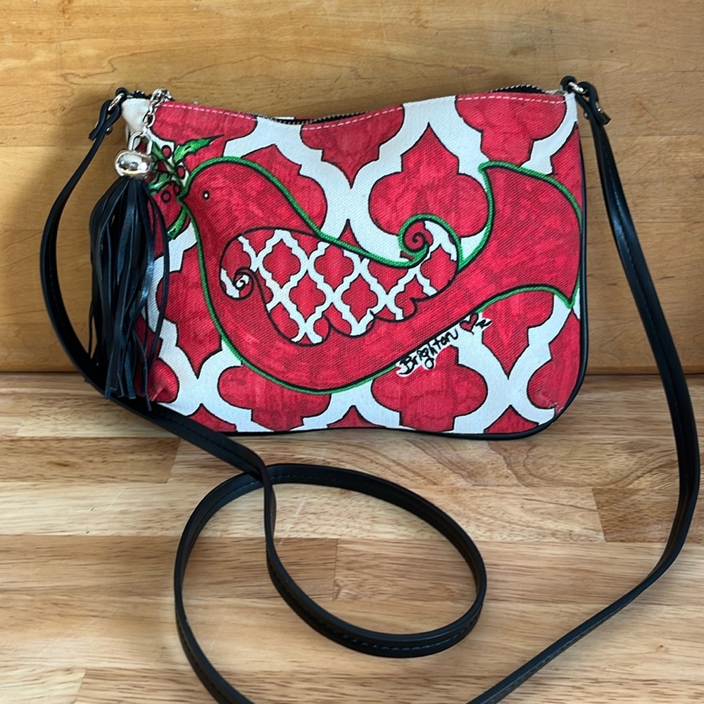 BRIGHTON  Love Dove canvas crossbody purse with tassel